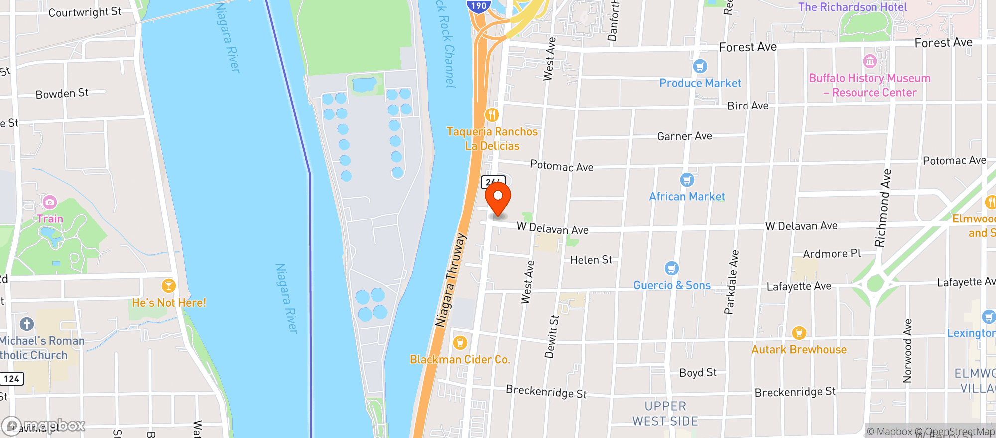 Map showing Sports City Pizza Pub