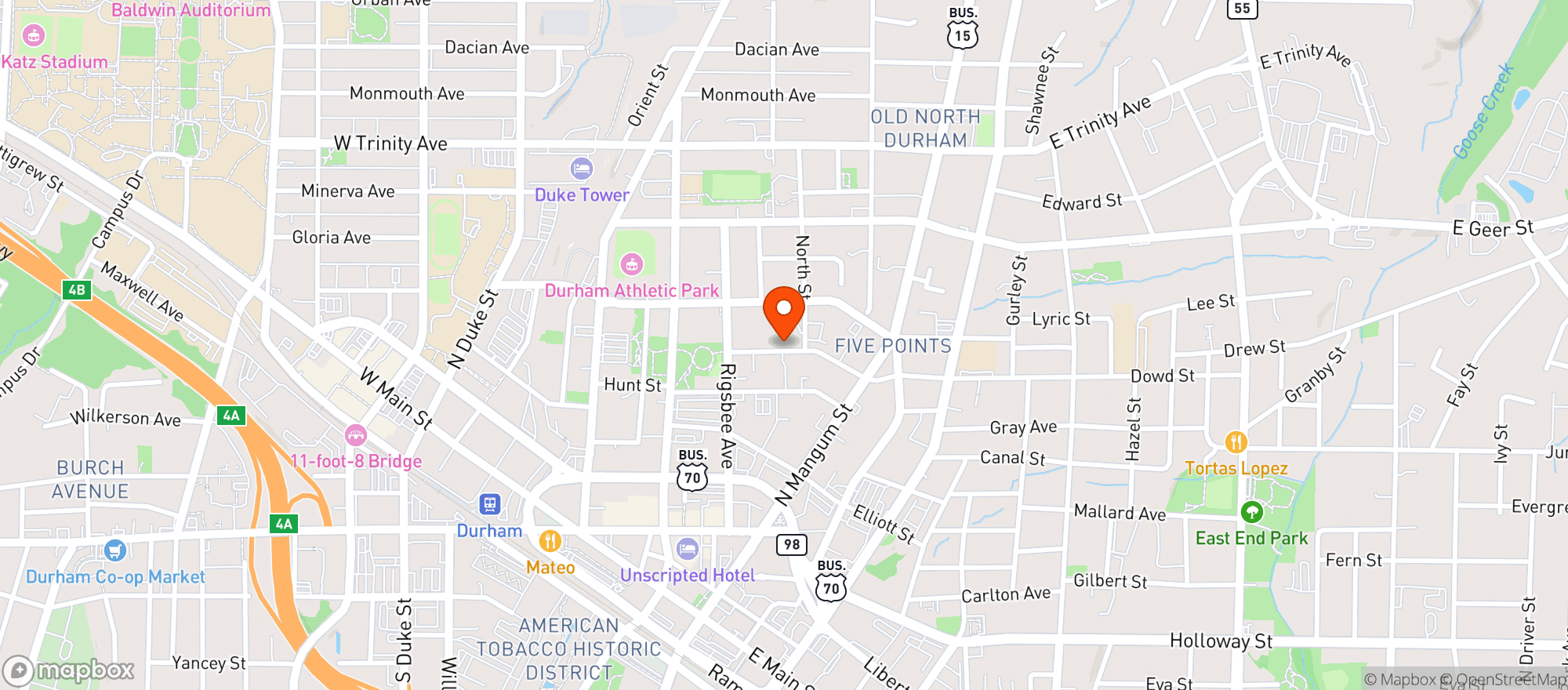 Map showing Sherlocks Glass & THCa Dispensary Durham