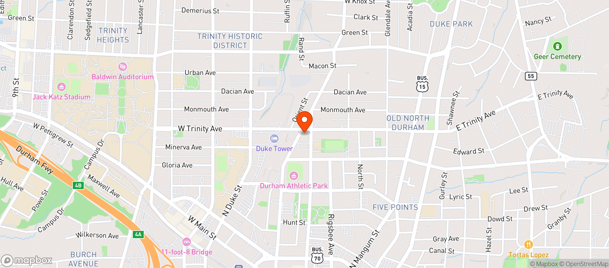 Map showing Trinity Food Mart