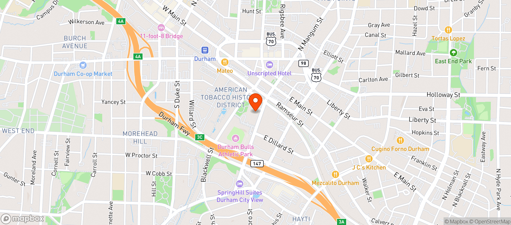 Map showing Spectra At Durham Perf Arts Ctr