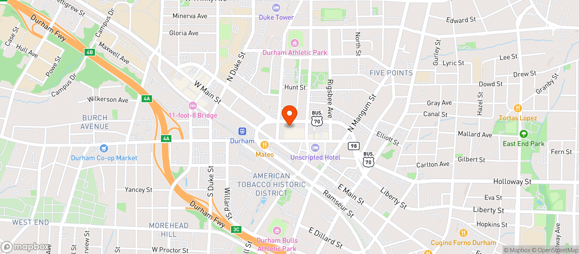 Map showing Carolina Theatre