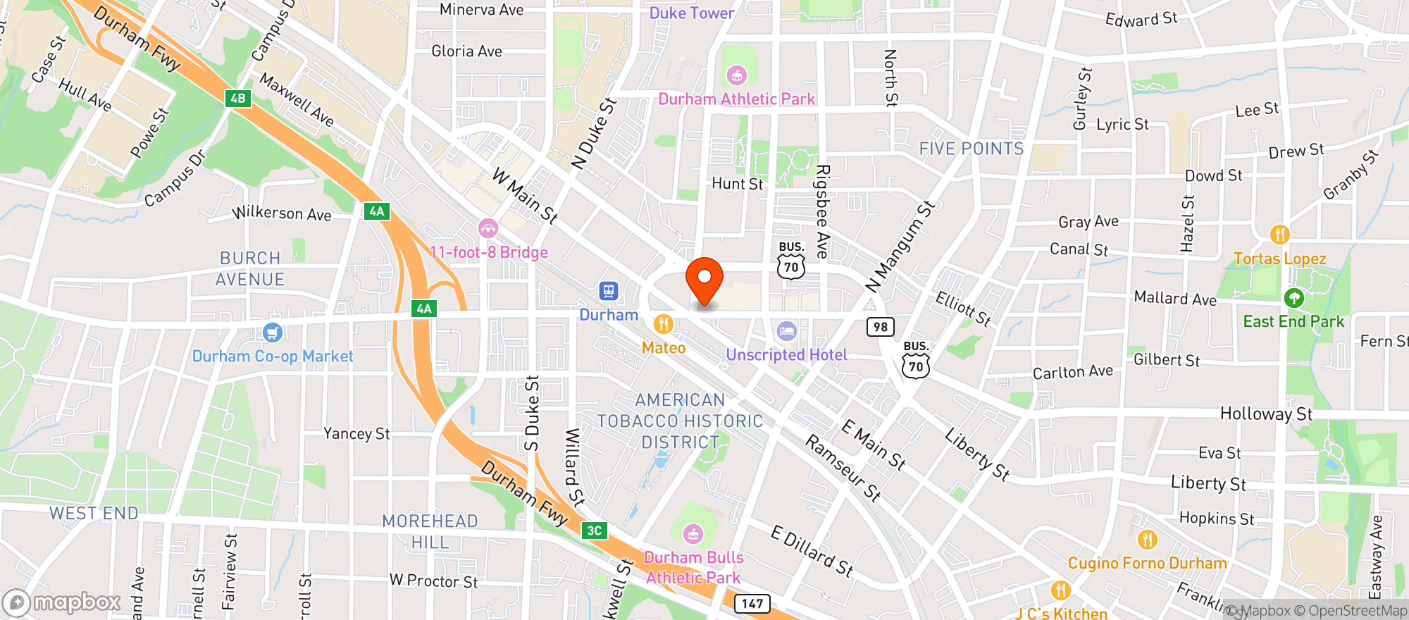 Map showing Pizzeria Toro
