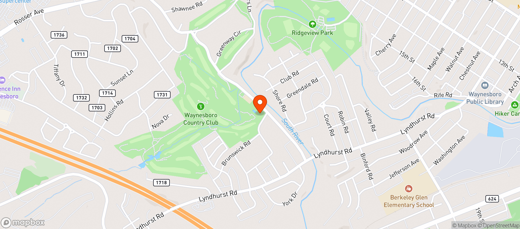 Map showing Orchard Creek Golf Course