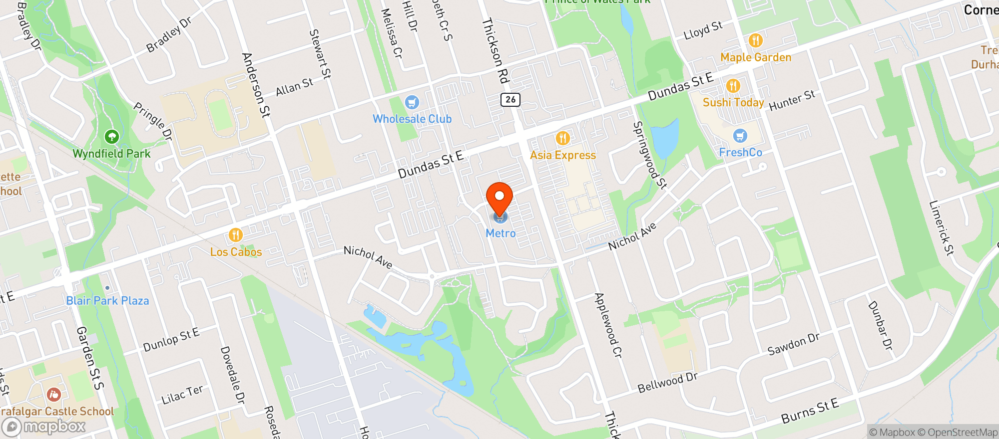 Map showing Metro 106