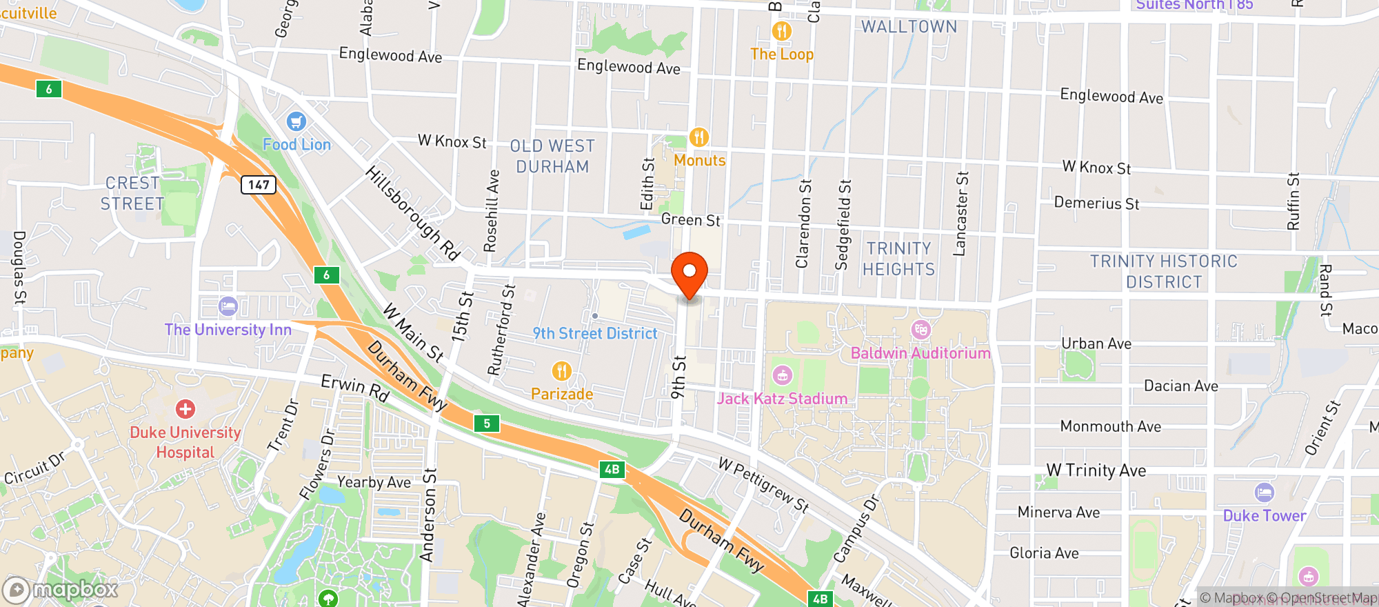 Map showing Smoke Rings - Durham