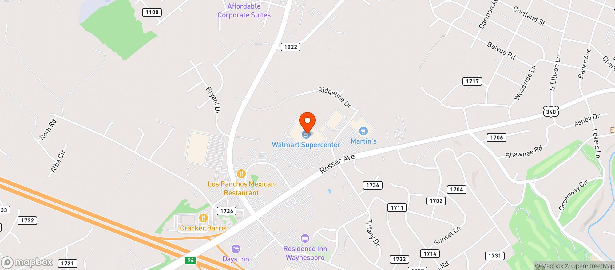Map showing Walmart Supercenter #5117