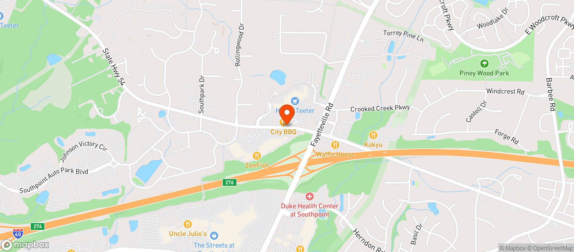 Map showing HARRIS TEETER (SOUTHPOINT CROSSING)