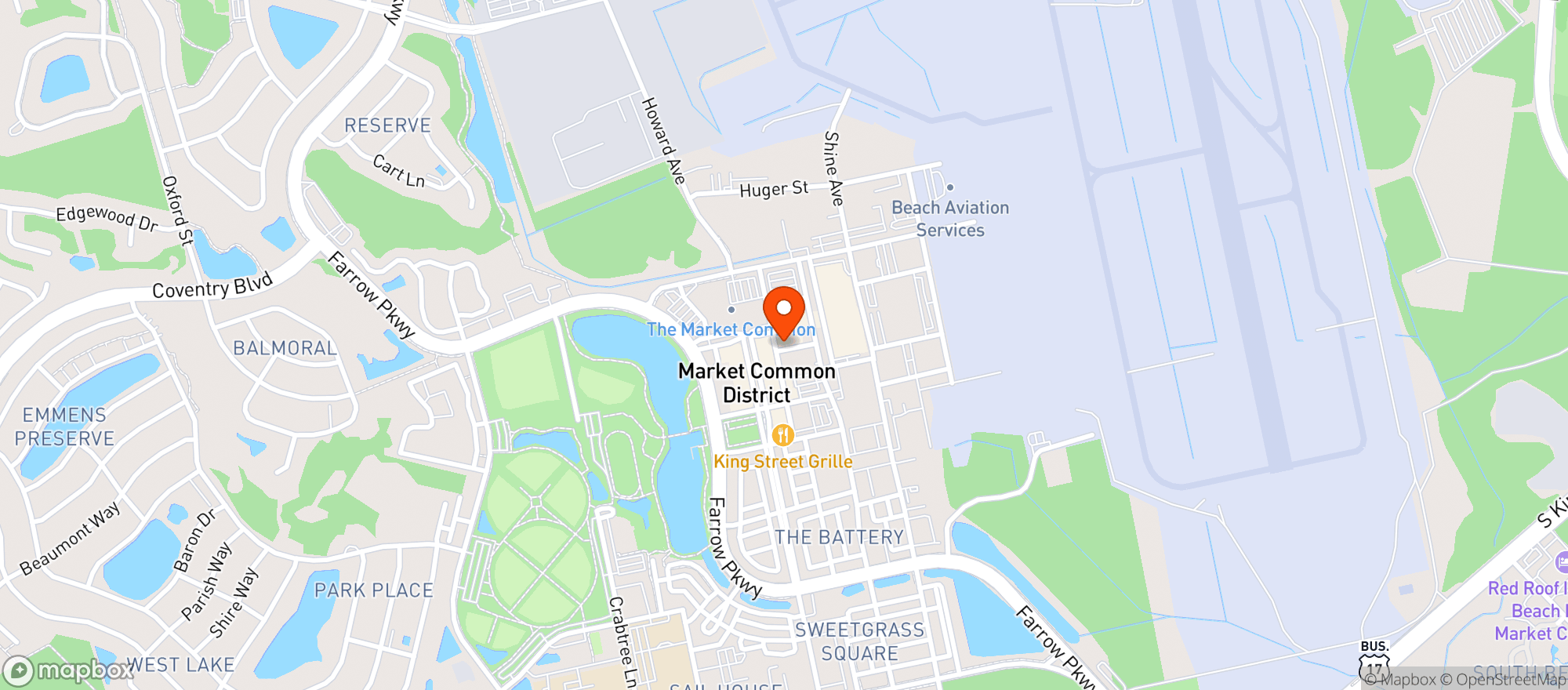 Map showing Dirty Dons Oyster Bar & Grill