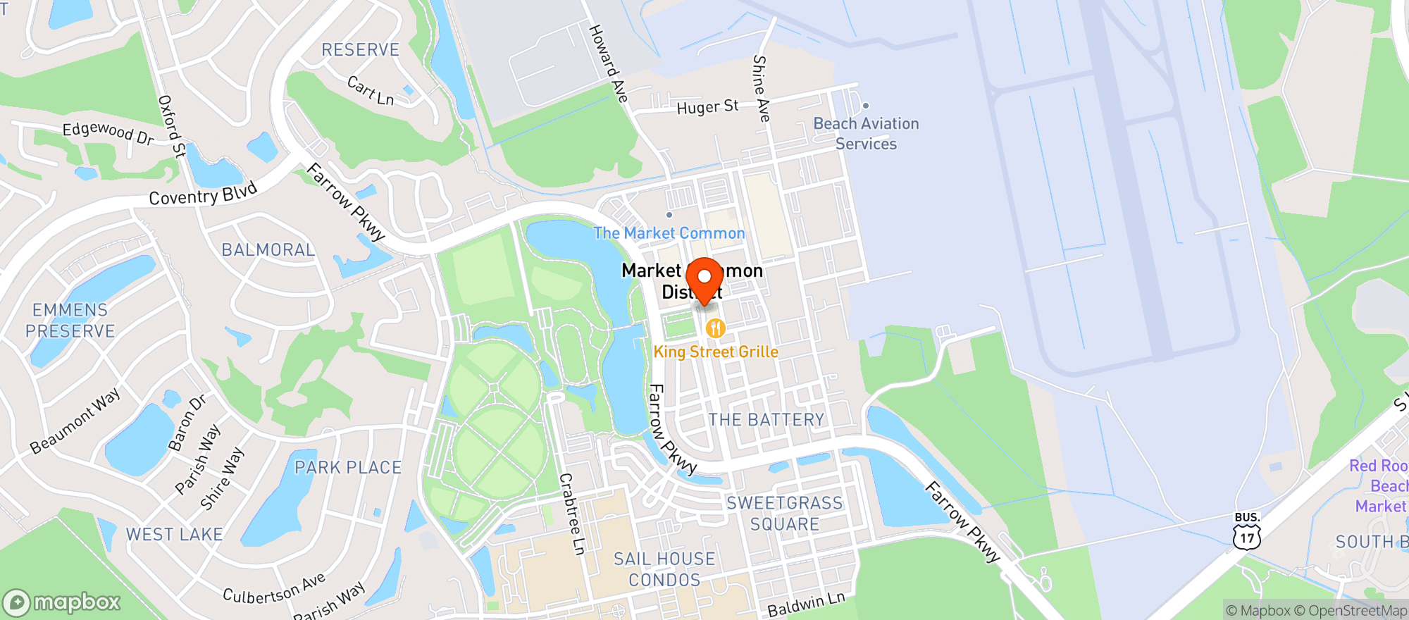 Map showing King Street Grille