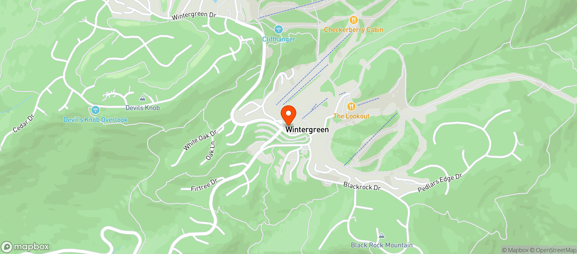 Map showing Wintergreen Resort