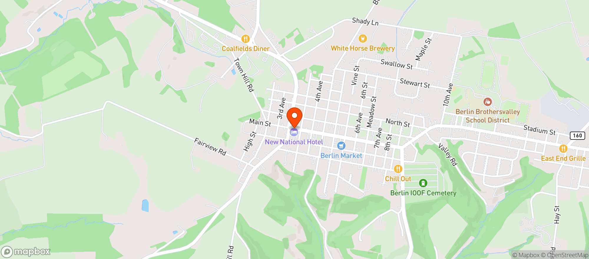 Map showing New National Hotel