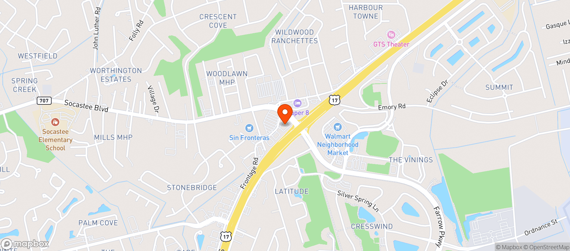 Map showing Cvs