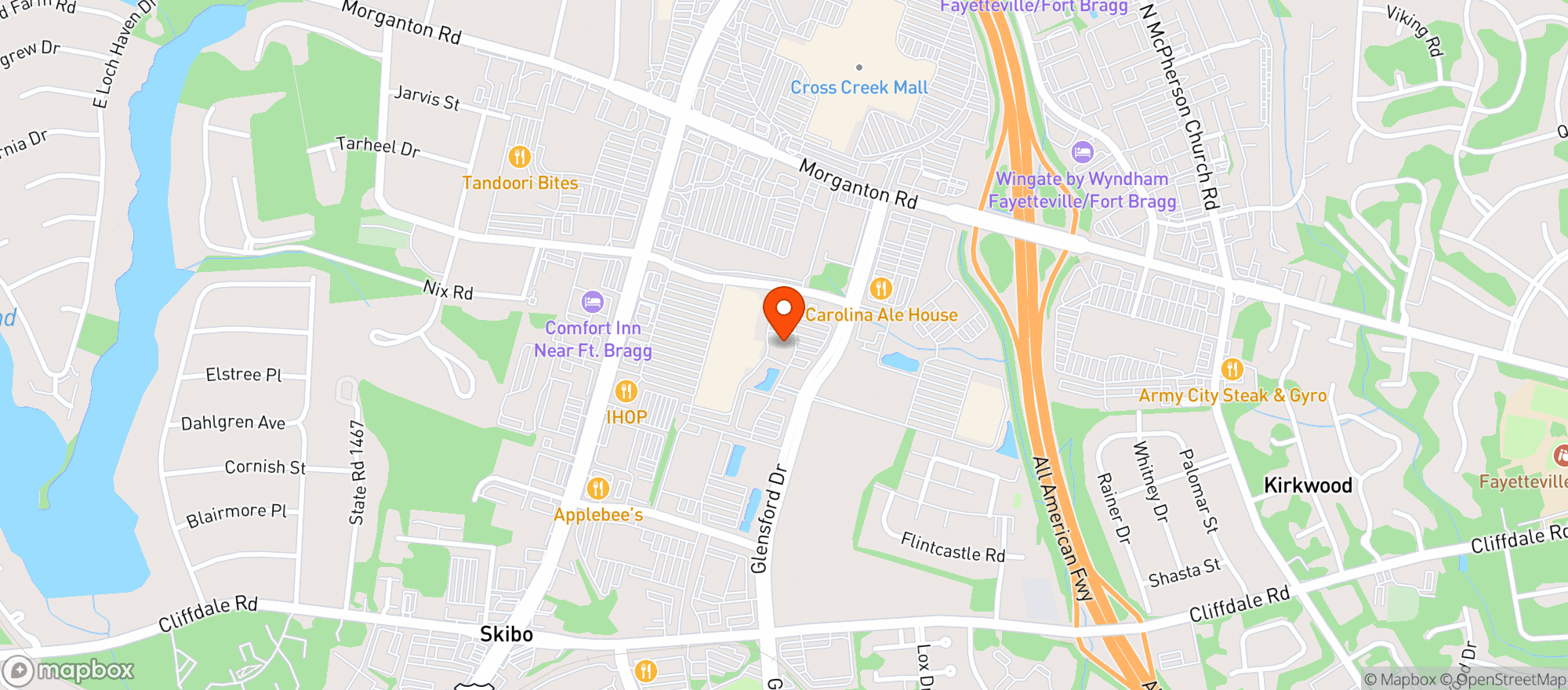 Map showing FM-#208 FAYETTEVILLE