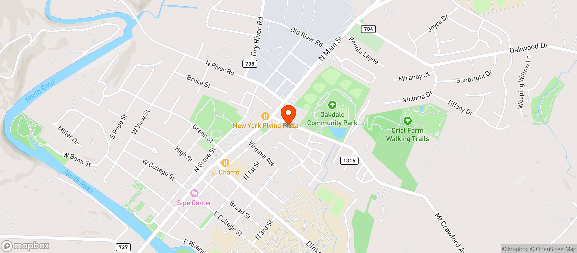 Map showing Oakdale Park