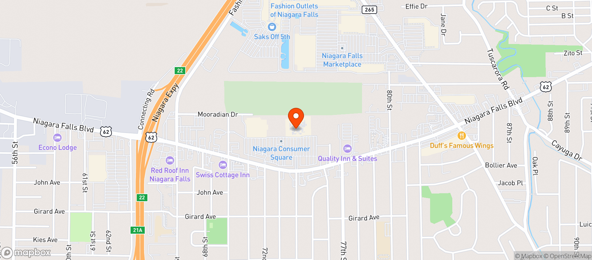 Map showing TARGET - NIAGARA FALLS