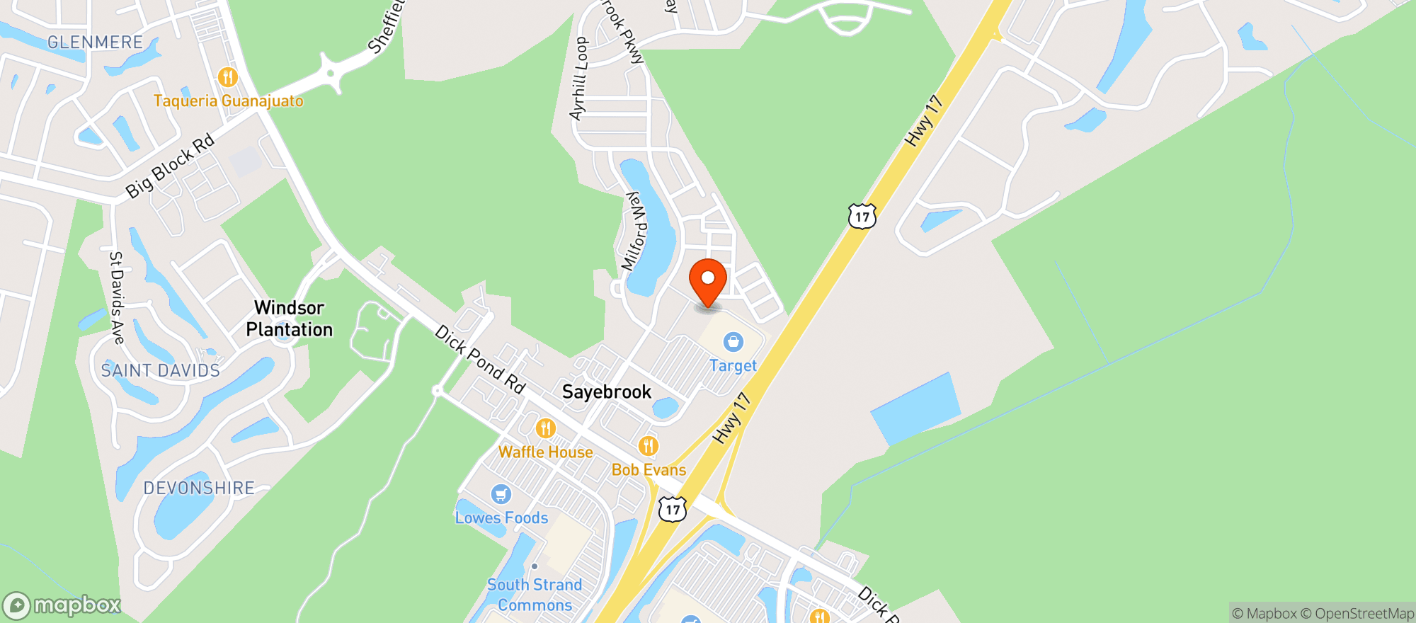 Map showing Target Store
