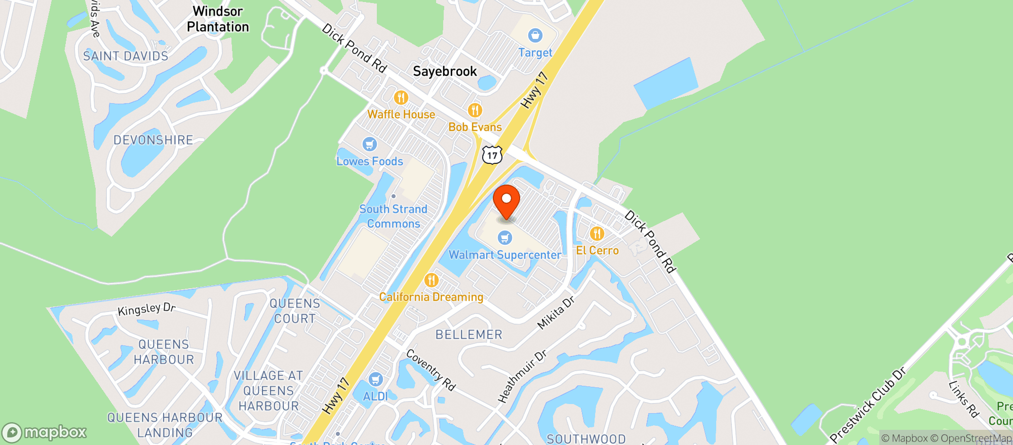 Map showing Walmart