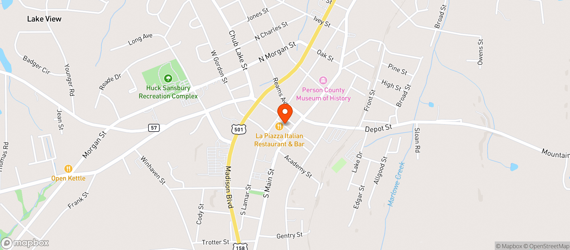 Map showing La Piazza Italian Restaurant & Bar