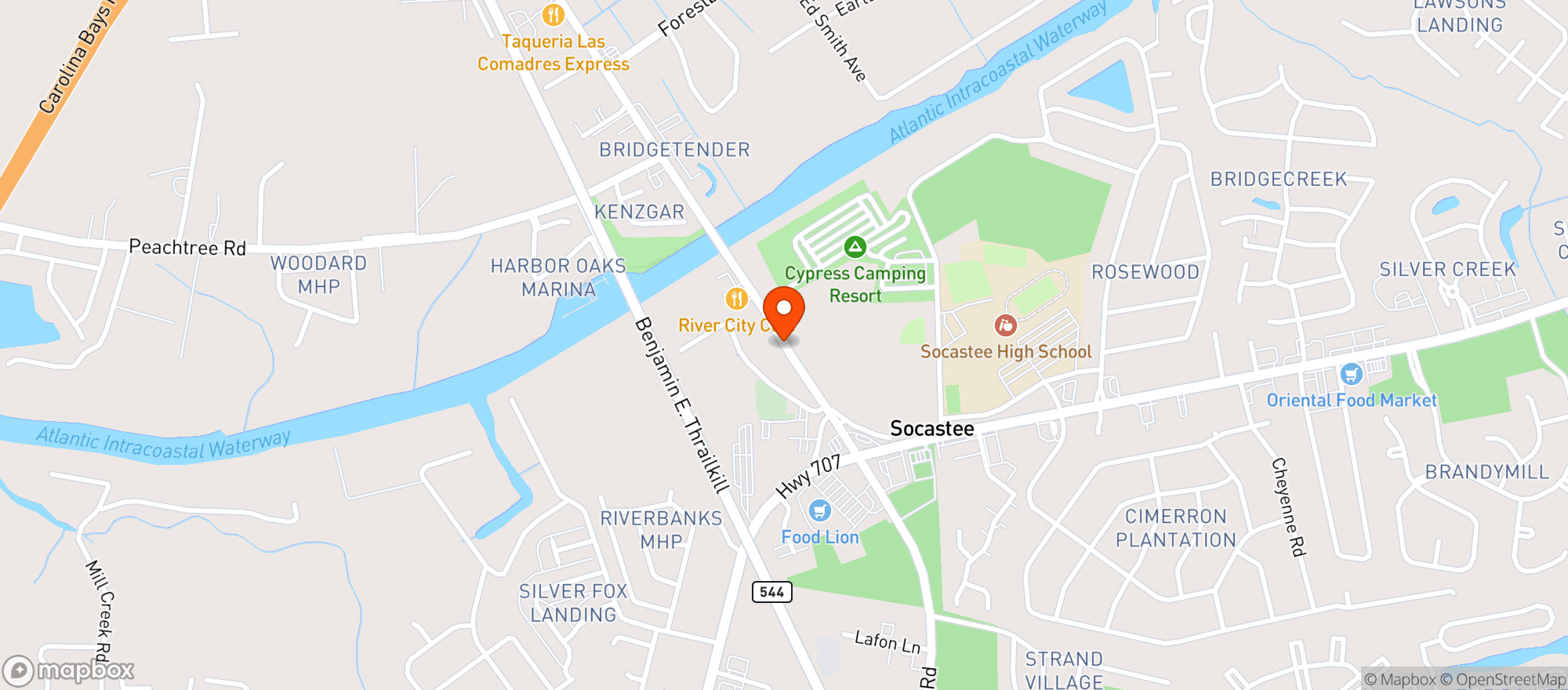 Map showing La Hacienda