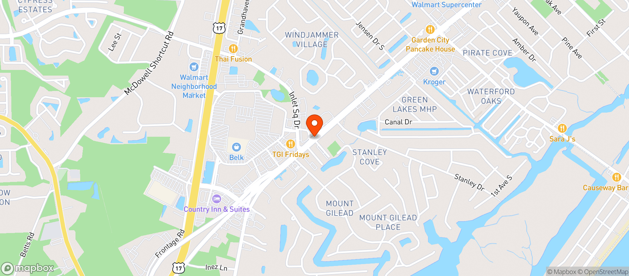 Map showing Surf Beverage (Myr)