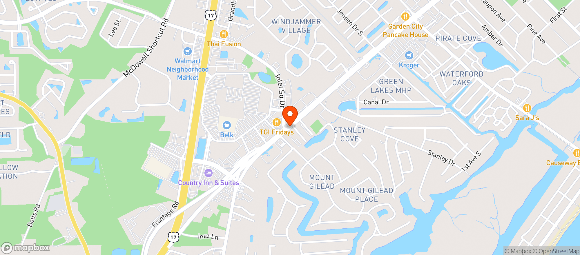 Map showing El Cerro Mexican Bar & Grill
