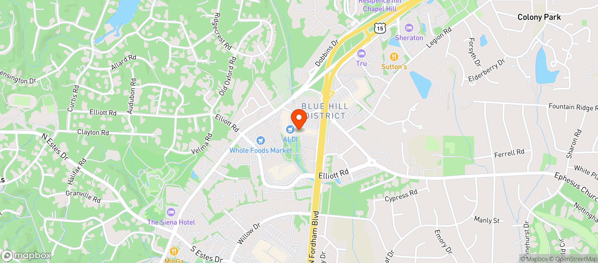 Map showing Winestore Chapel Hill