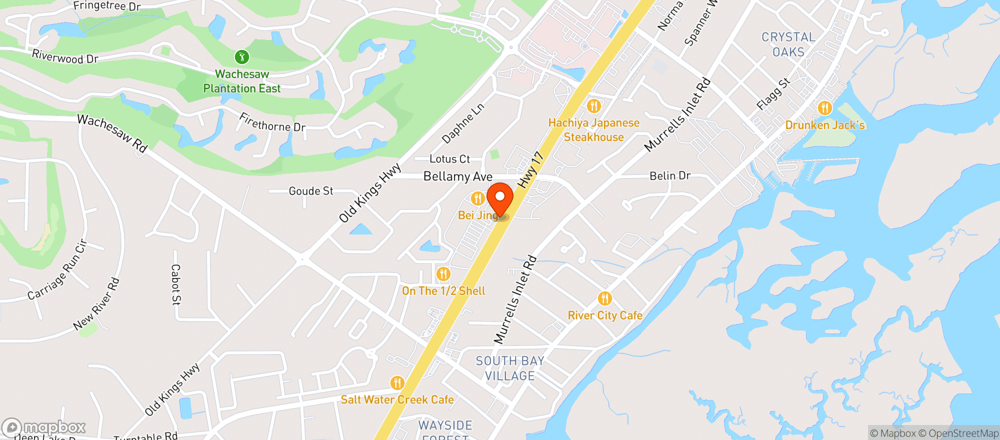 Map showing Inlet Sports Bar & Grill (Myr)