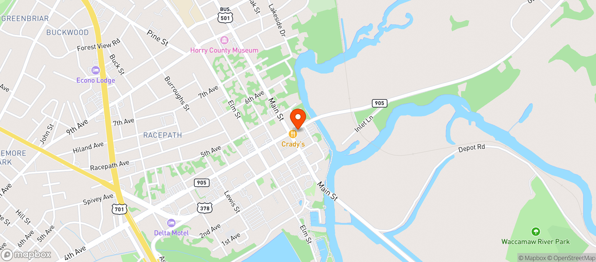 Map showing Palmetto Taps