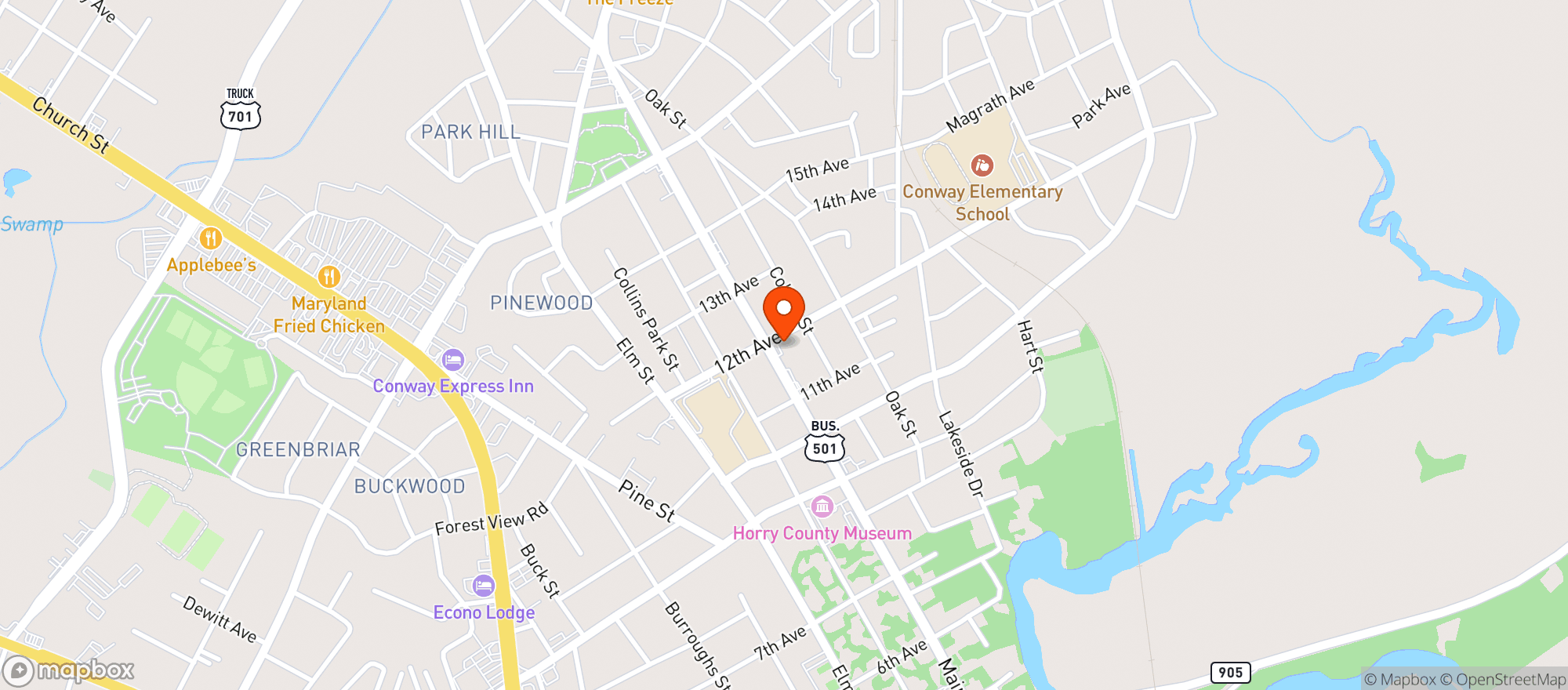 Map showing Main St Express (Myr)