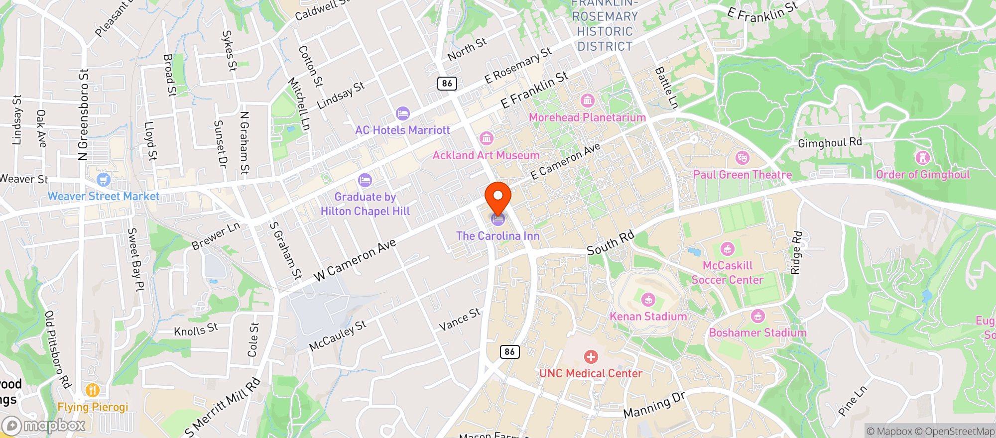 Map showing Carolina Inn #rdudc