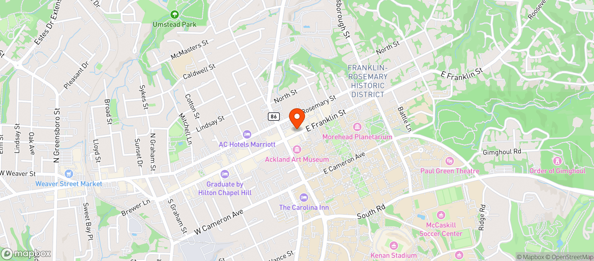 Map showing Blue Horn Lounge