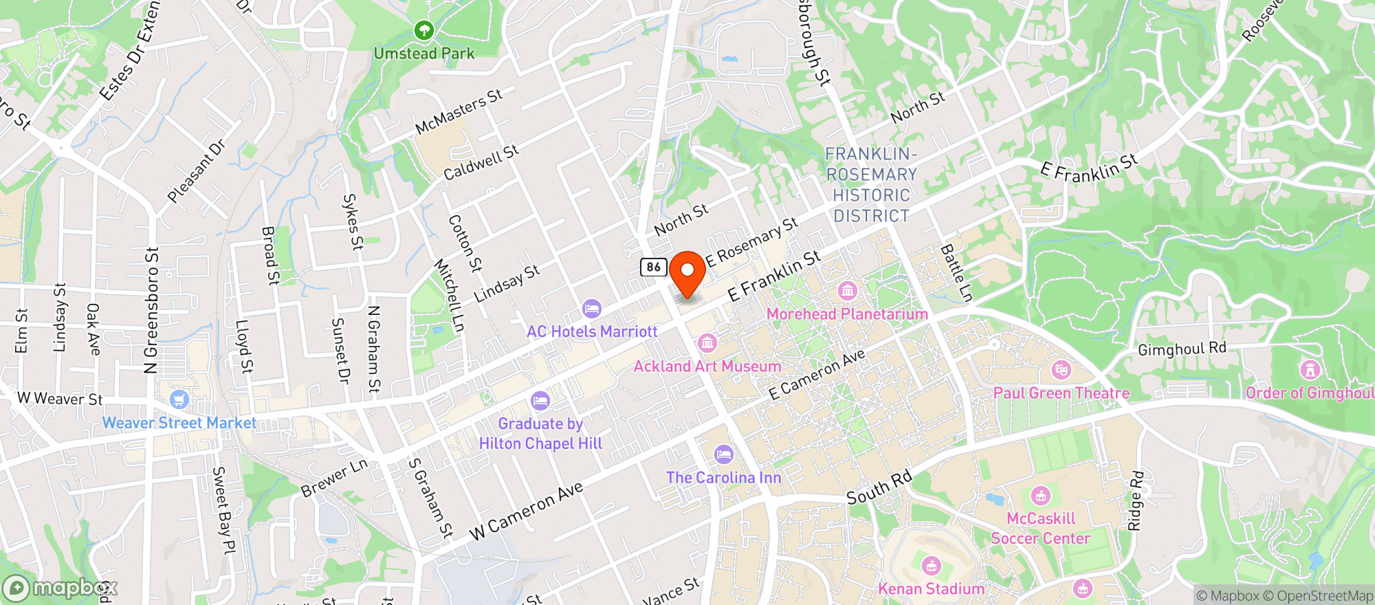 Map showing Sup Dogs Restaurant