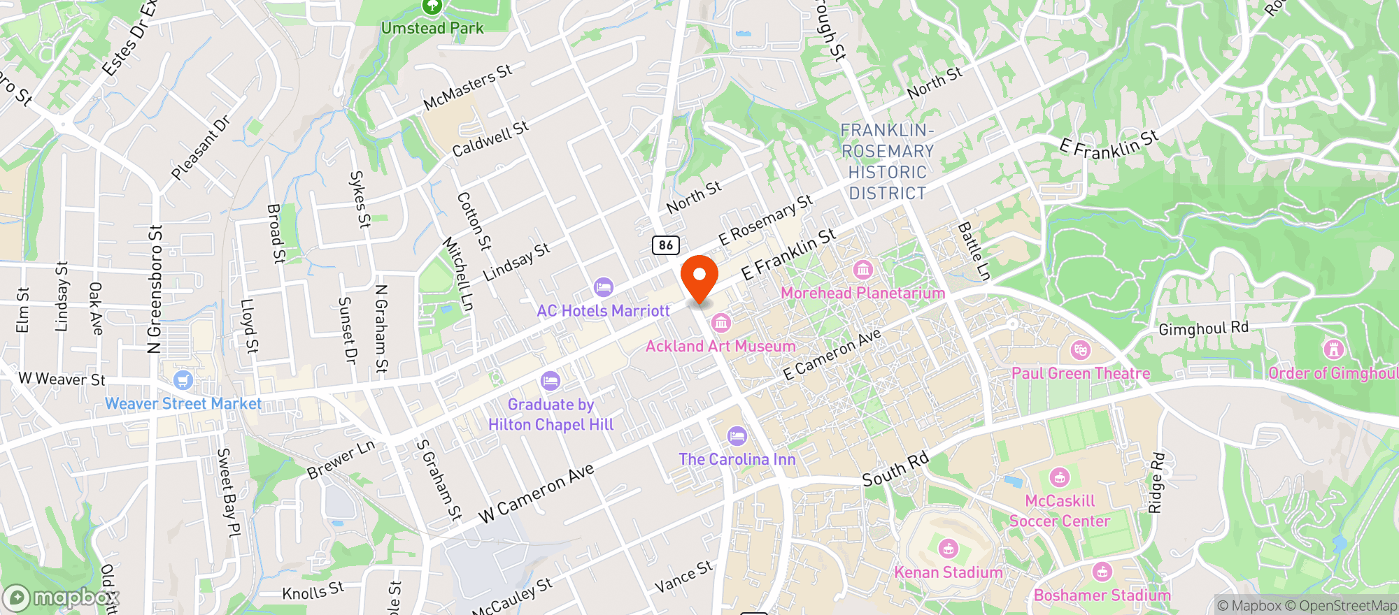 Map showing Top Of The Hill Restaurant & Brewery