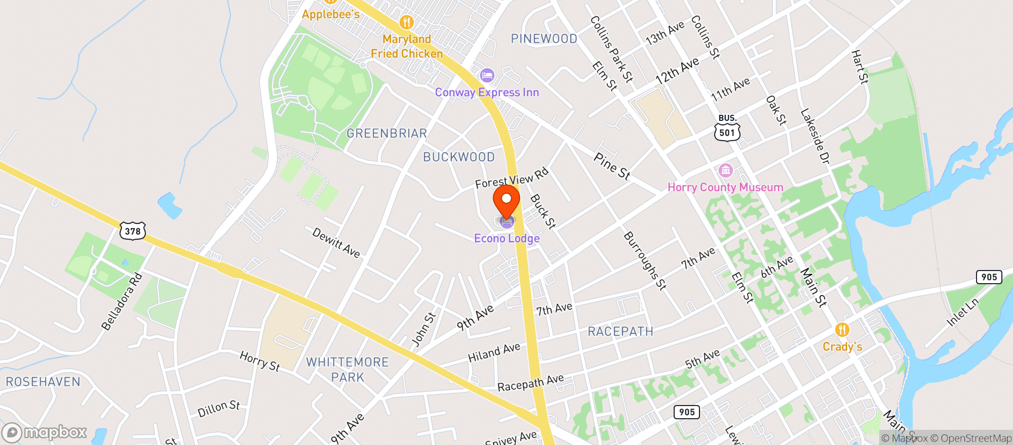 Map showing 501 Market Place (Myr)