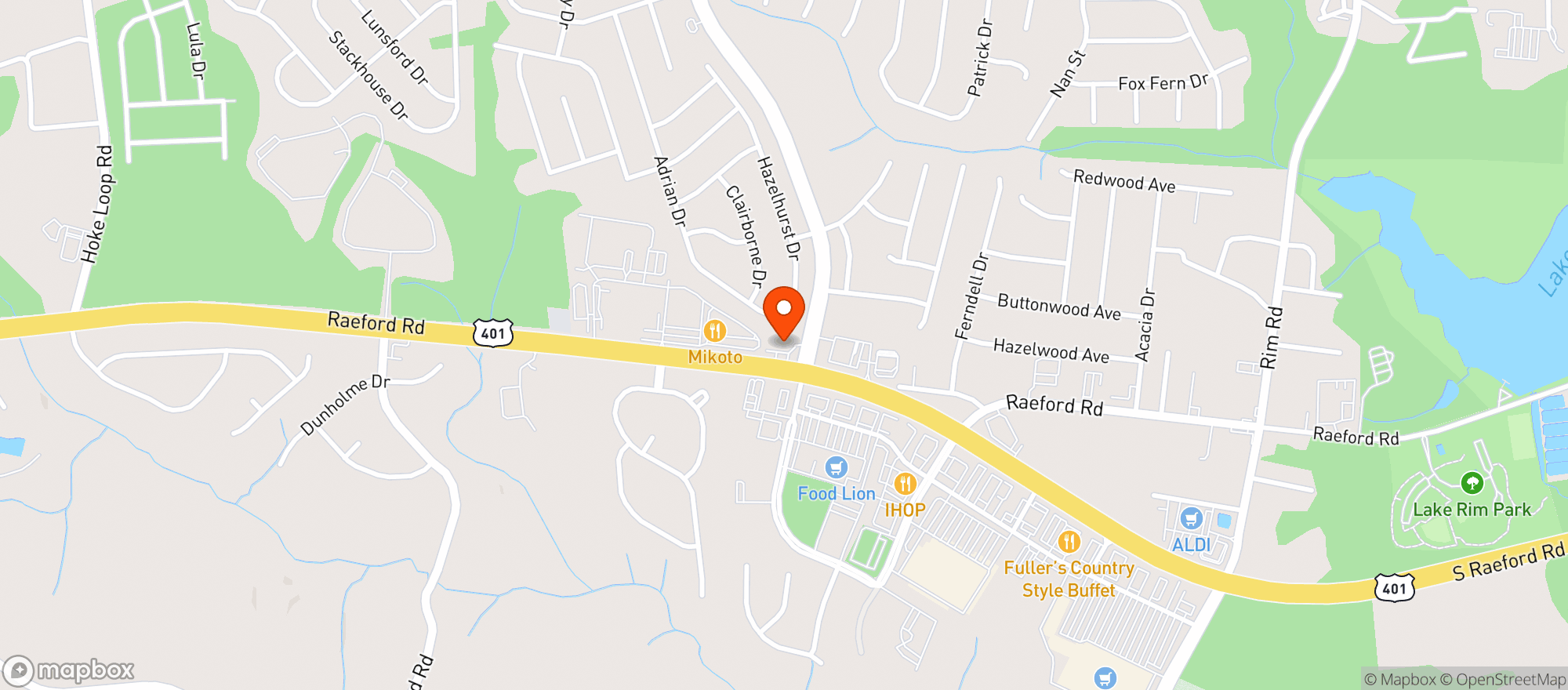Map showing Circle K #2723047 - 7910 Raeford Rd
