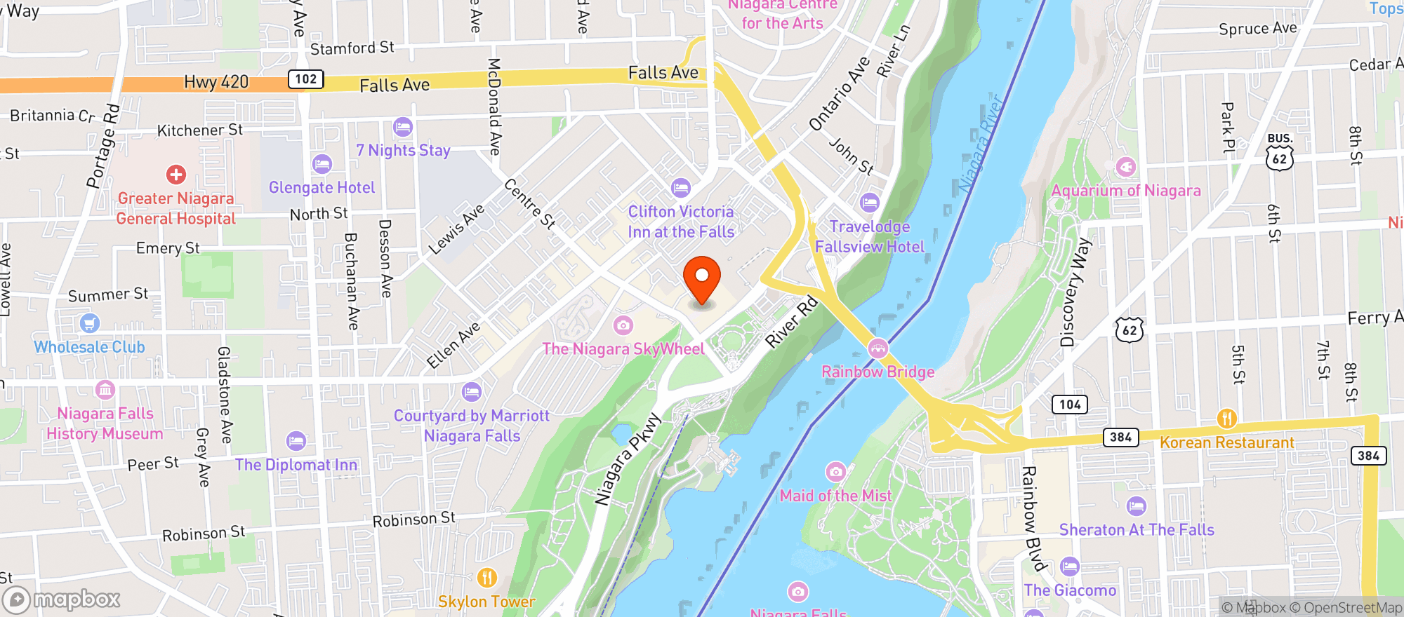 Map showing Rainforest Cafe Niagara Falls Canada