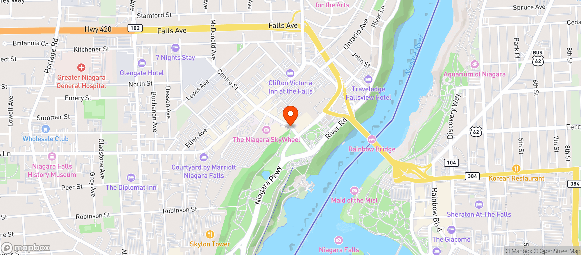 Map showing Niagara Brewing Company