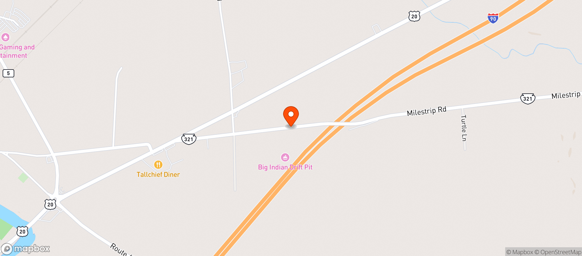 Map showing Yeti On The Rez