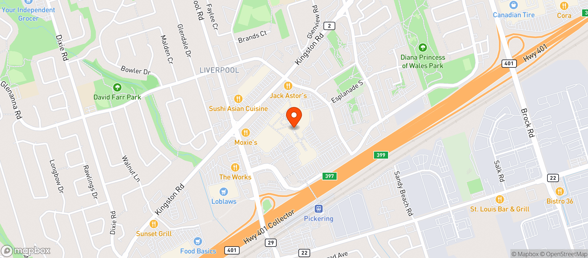 Map showing Farmoboy Pickering Town Centre