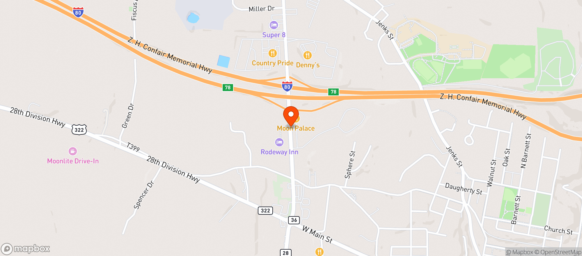 Map showing Moreys Beverage