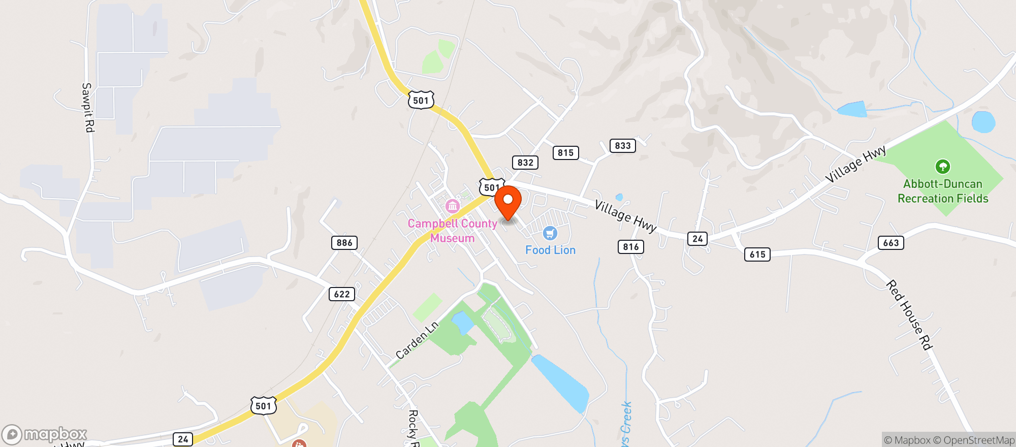 Map showing Long Mountain Grill