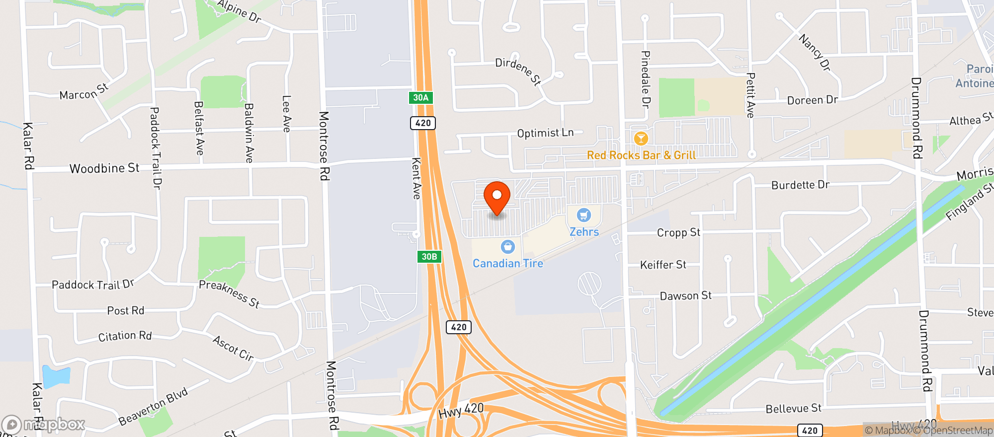 Map showing Staples