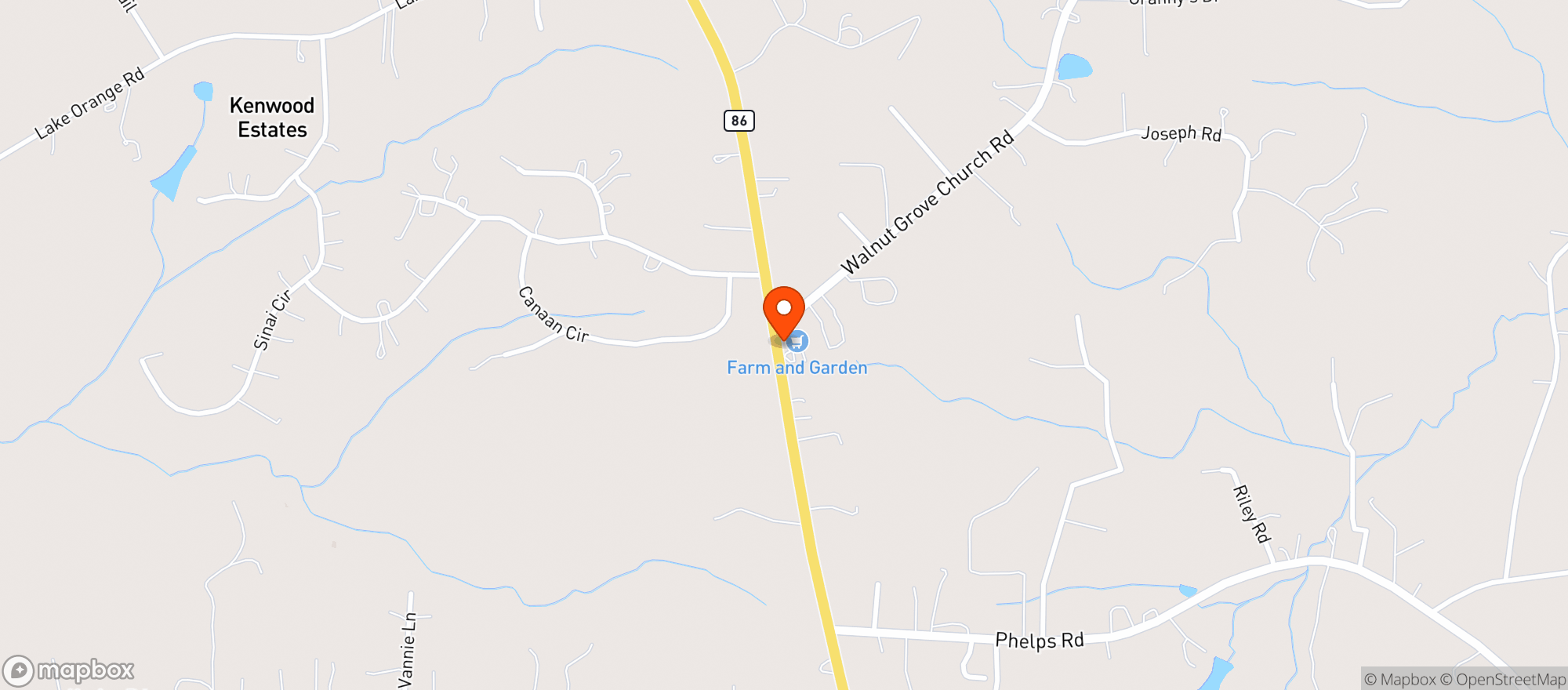 Map showing Hillsborough Farm And Garden Center