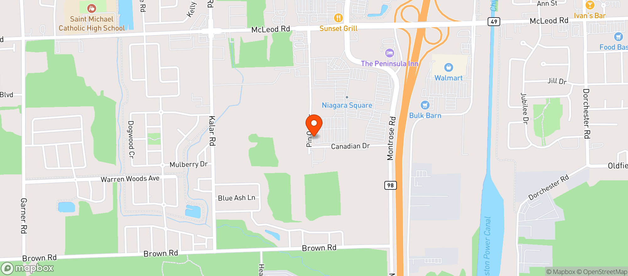 Map showing Costco Wholesale - Niagara Falls