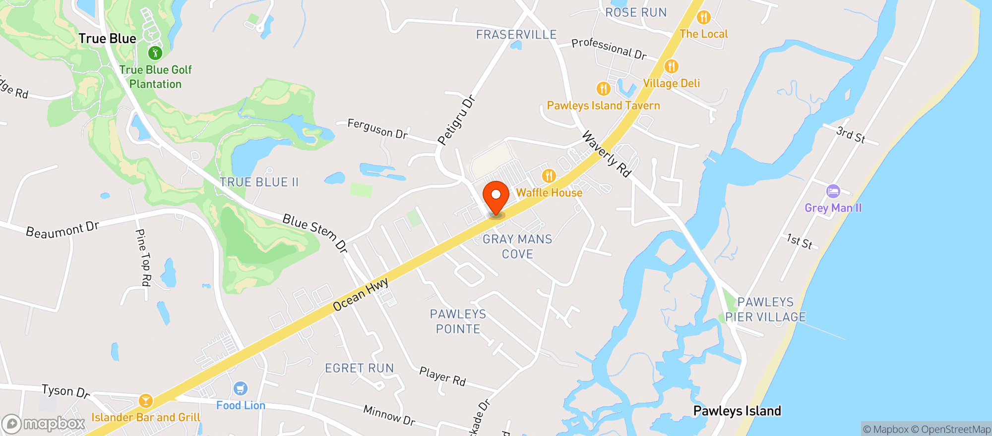 Map showing Pawleys Wine & Spirits