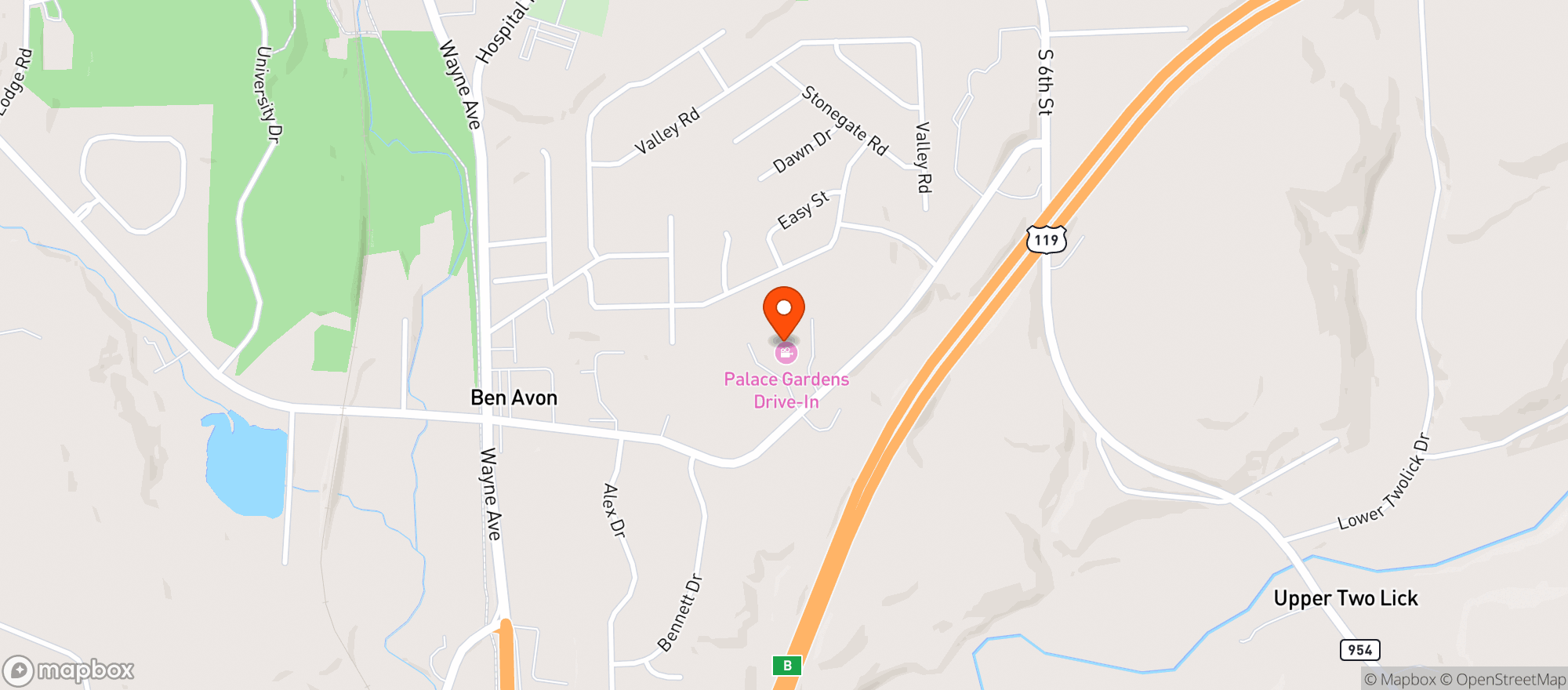 Map showing Palace Gardens Drive In