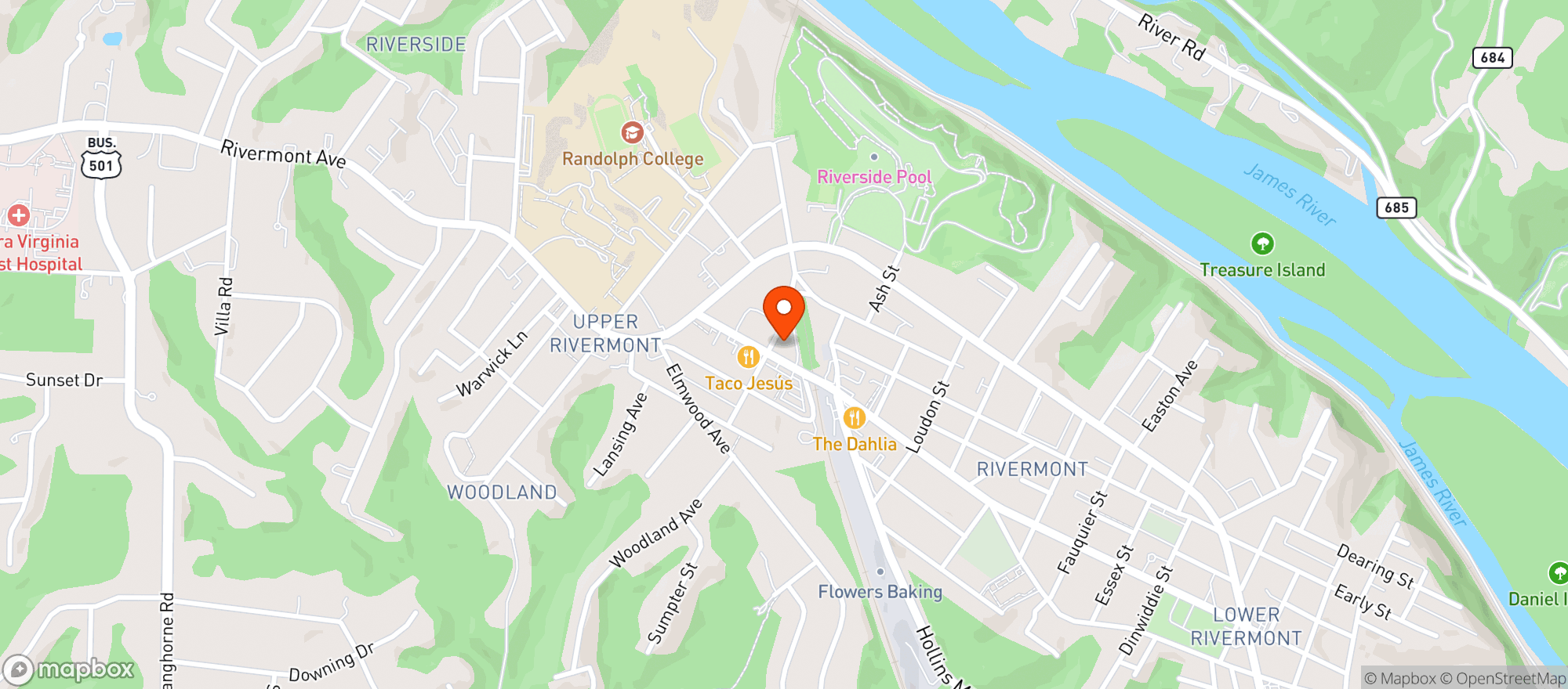 Map showing Golf Park Coffee Co