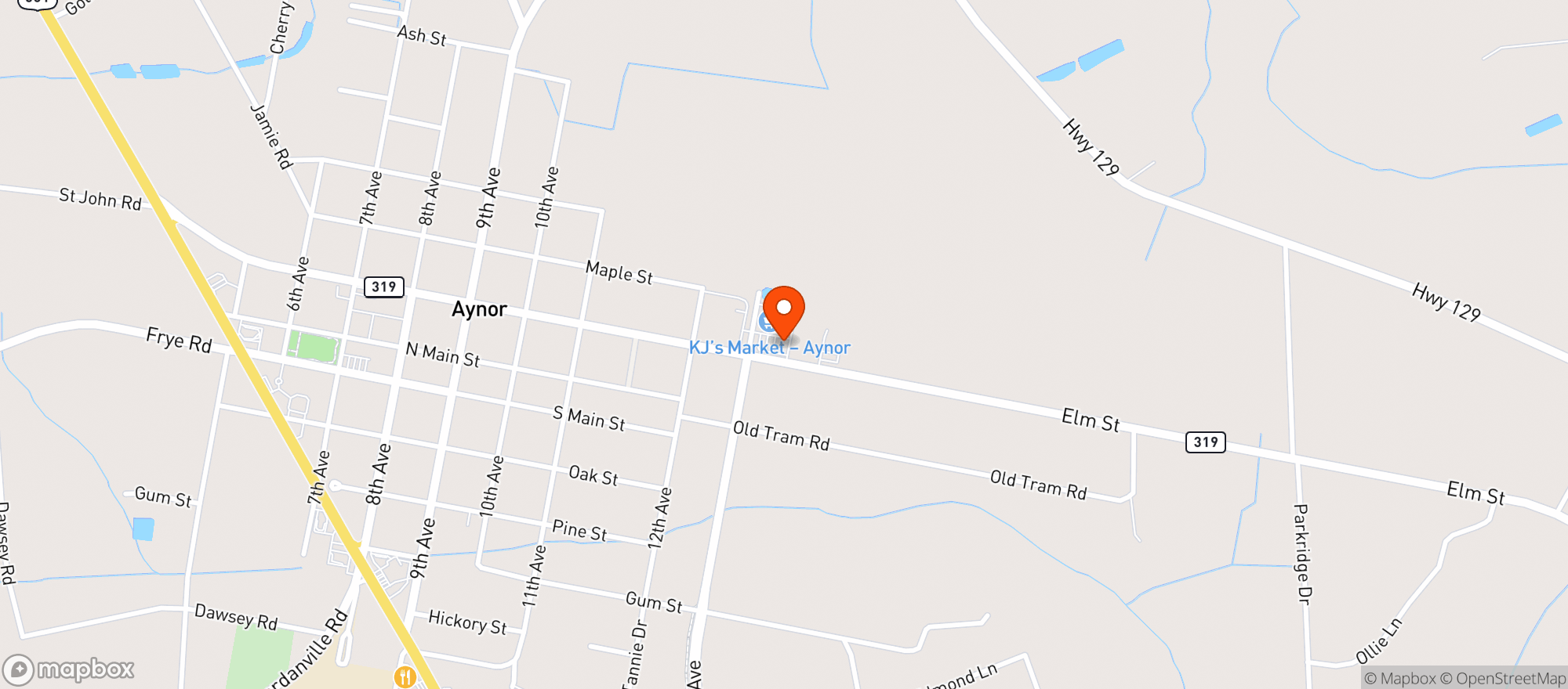 Map showing KJS MARKET IGA