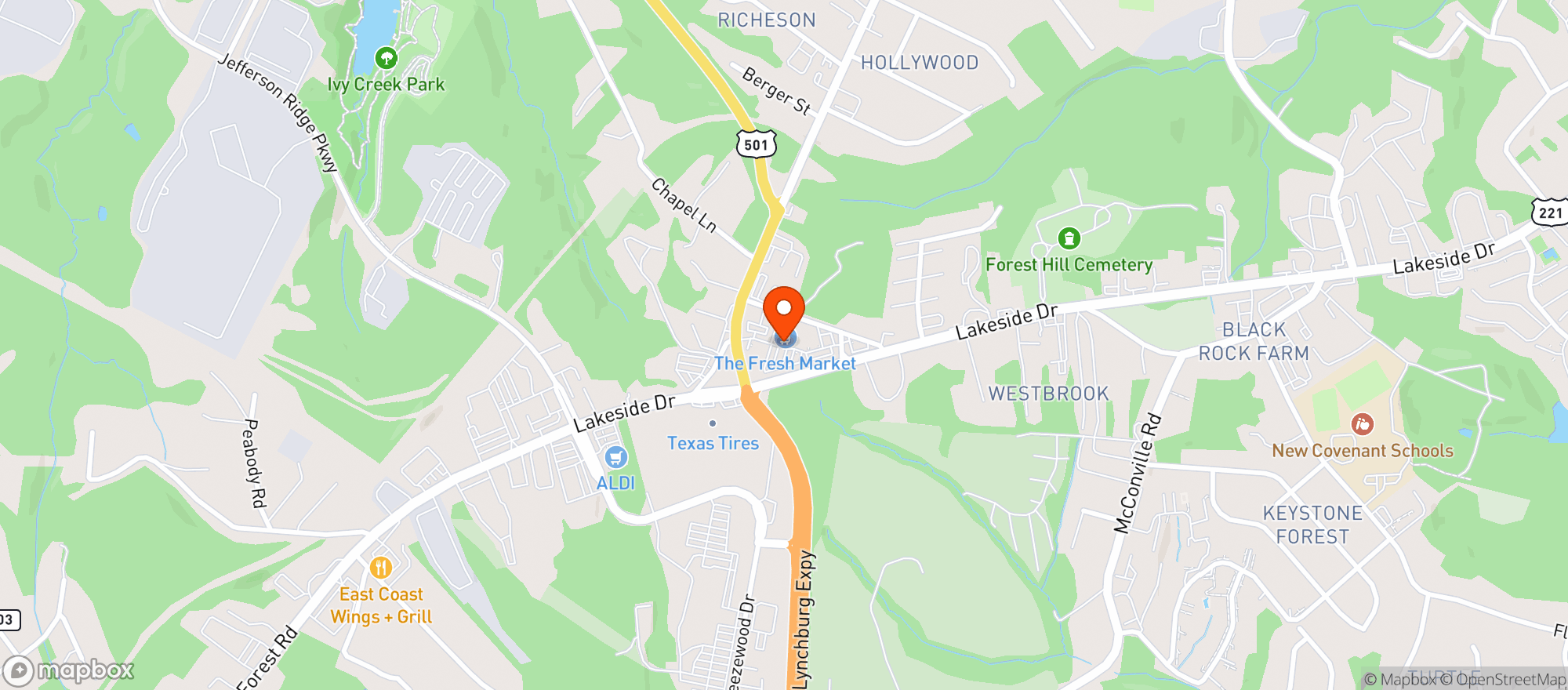Map showing The Fresh Market