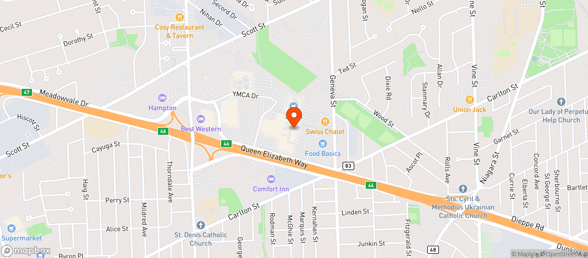 Map showing Zehrs St Catharines Geneva